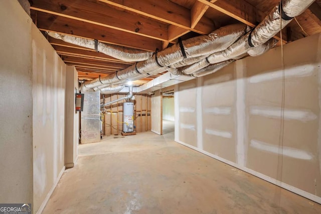 616 Lone Oak Ct, Lithonia, GA 30058 - unfinished basement with water heater and baseboards