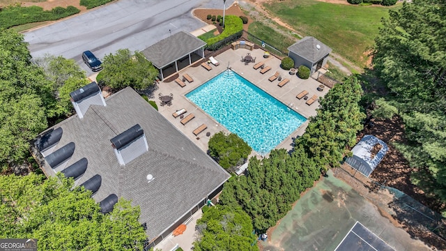 1201 Bridle Path, Marietta, GA 30068 - drone / aerial view of a pool
