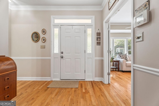 1201 Bridle Path, Marietta, GA 30068 - foyer entrance with light wood-style flooring, baseboards, and ornamental molding