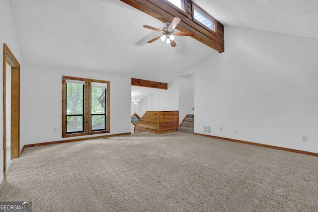 361 Gordon Valley Ln SW, Mableton, GA 30126 - unfurnished living room featuring a textured ceiling, carpet flooring, stairway, and baseboards