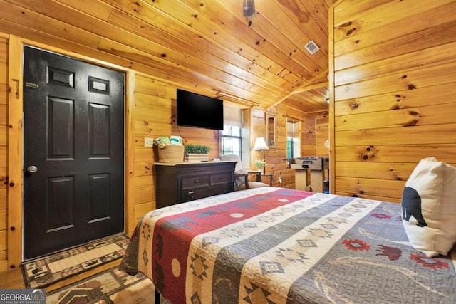 1157 Laurel Creek Rd, Blue Ridge, GA 30513 - bedroom with wood ceiling and wood walls
