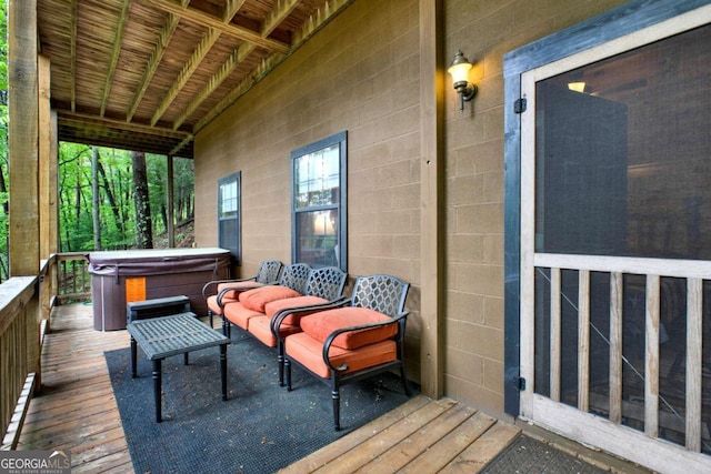 1157 Laurel Creek Rd, Blue Ridge, GA 30513 - deck featuring a hot tub