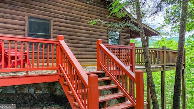 1157 Laurel Creek Rd, Blue Ridge, GA 30513 - wooden terrace with stairs