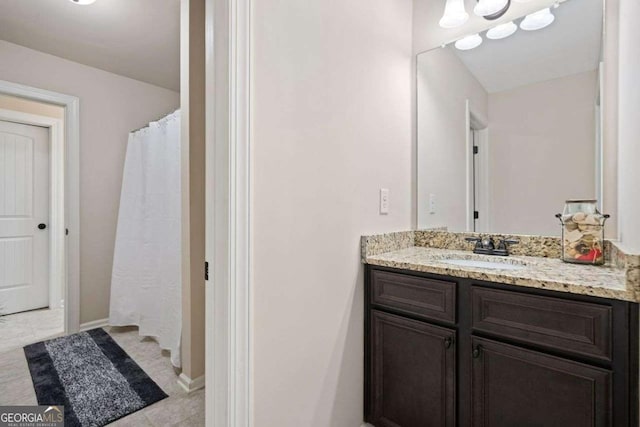 161 Archstone Sq, Mcdonough, GA 30253 - full bath with vanity, tile patterned floors, and curtained shower