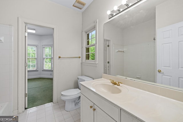 11569 Finley Rd, Johns Creek, GA 30024 - full bathroom featuring tile patterned flooring, a shower, toilet, vanity, and a bath