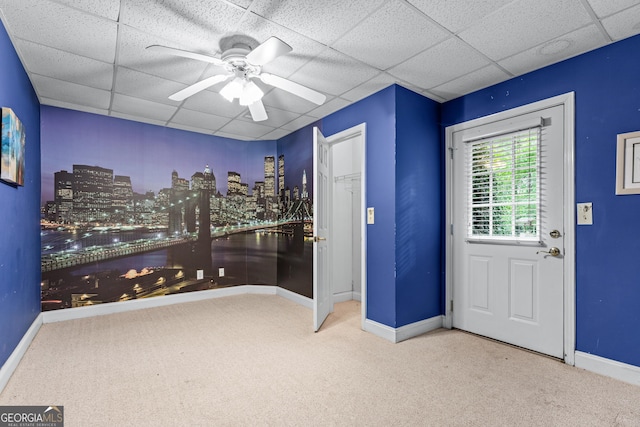 11569 Finley Rd, Johns Creek, GA 30024 - carpeted empty room with baseboards, a drop ceiling, and a ceiling fan