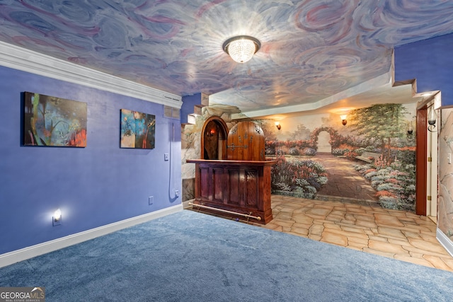 11569 Finley Rd, Johns Creek, GA 30024 - indoor dry bar featuring baseboards and carpet flooring