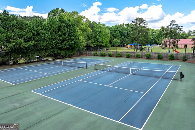 11569 Finley Rd, Johns Creek, GA 30024 - view of tennis court featuring community basketball court