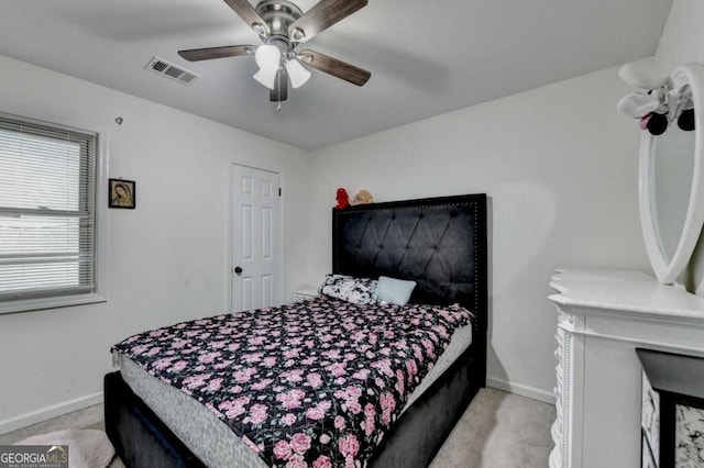 1358 Millstream Trl, Lawrenceville, GA 30044 - bedroom with light carpet, baseboards, and ceiling fan