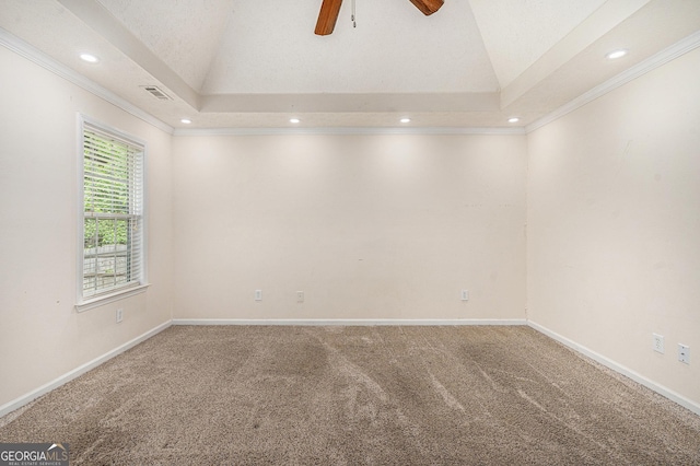 220 Windpher Rdg, Hampton, GA 30228 - unfurnished room featuring vaulted ceiling, carpet flooring, recessed lighting, a ceiling fan, and crown molding