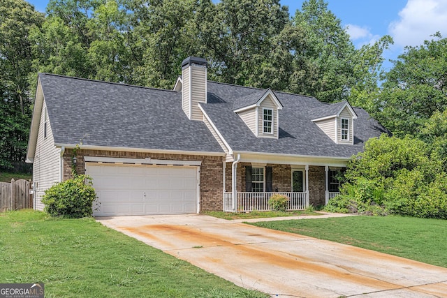 220 Windpher Rdg, Hampton, GA 30228 - cape cod home featuring a porch, an attached garage, brick siding, concrete driveway, and roof with shingles