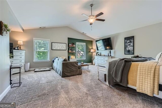 837 Brown Thrasher Way, Bremen, GA 30110 - bedroom with lofted ceiling, carpet flooring, multiple windows, and baseboards