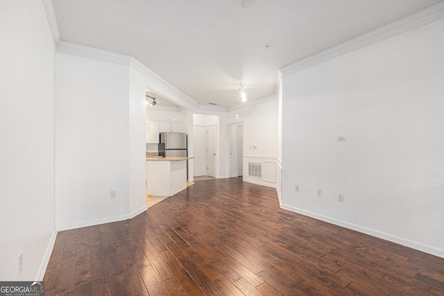 1850 Cotillion Dr Unit 4218, Atlanta, GA 30338 - unfurnished living room with crown molding, hardwood / wood-style floors, and ceiling fan