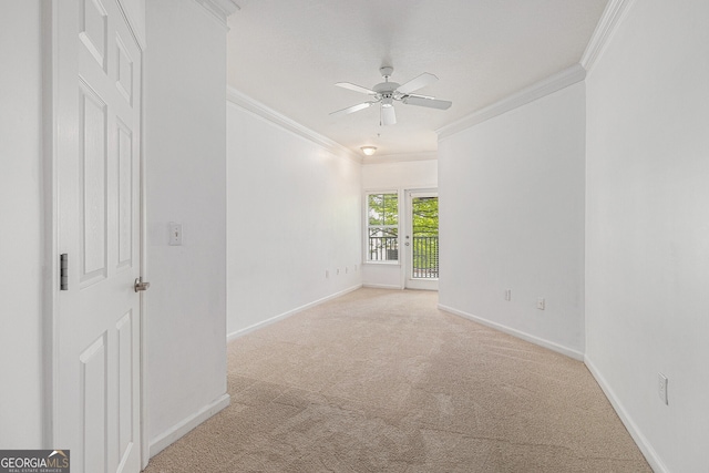 1850 Cotillion Dr Unit 4218, Atlanta, GA 30338 - unfurnished room with ornamental molding, light carpet, and a ceiling fan