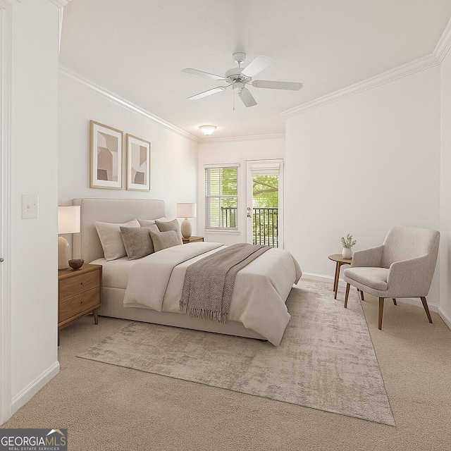 1850 Cotillion Dr Unit 4218, Atlanta, GA 30338 - carpeted bedroom with ornamental molding, access to outside, and a ceiling fan