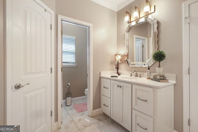 156 Hannah Dr, Jesup, GA 31546 - bathroom with vanity and crown molding