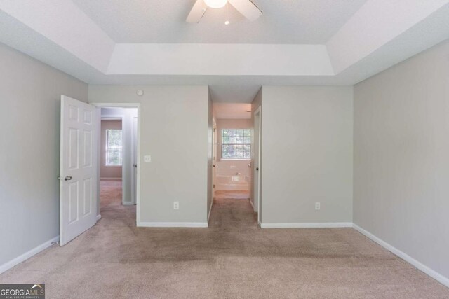 3075 Oakvale Hts, Decatur, GA 30034 - bedroom with a tray ceiling, light carpet, and multiple windows