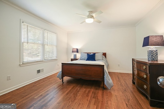 10310 Amberside Ct, Roswell, GA 30076 - bedroom featuring ornamental molding, wood finished floors, baseboards, and a ceiling fan