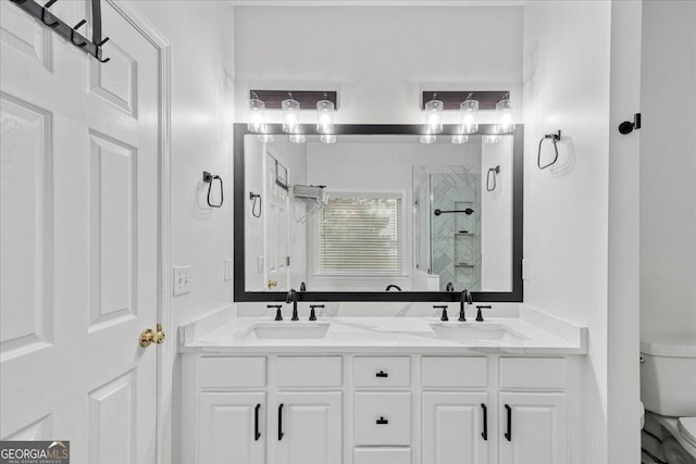 613 Wiley Ct, Canton, GA 30115 - bathroom featuring a shower stall and double vanity