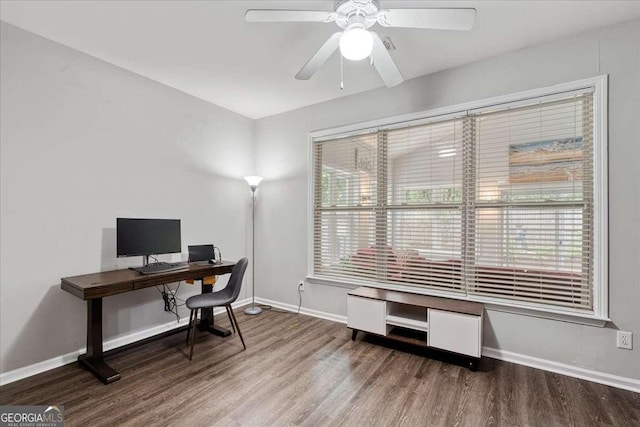 613 Wiley Ct, Canton, GA 30115 - home office with wood finished floors and ceiling fan