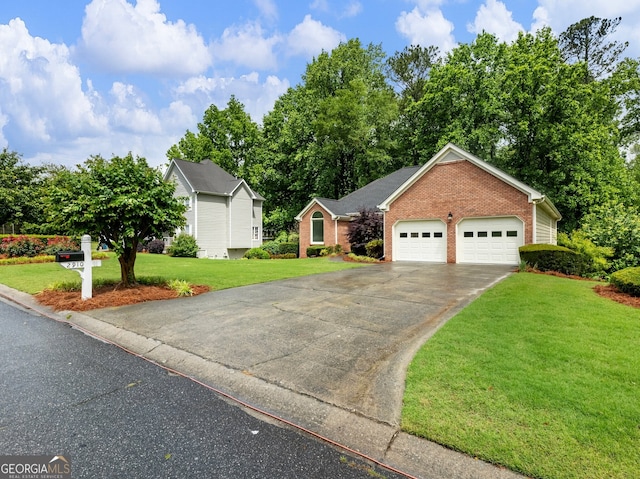2910 Waverly Place Dr, Dacula, GA 30019 - view of front of house featuring brick siding, driveway, an attached garage, and a front lawn