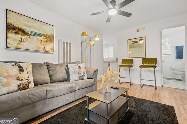 210 Estoria St SE, Atlanta, GA 30316 - living room featuring ceiling fan and wood finished floors