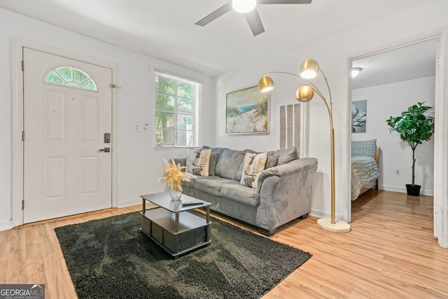 210 Estoria St SE, Atlanta, GA 30316 - living area featuring plenty of natural light, ceiling fan, and light wood-style flooring