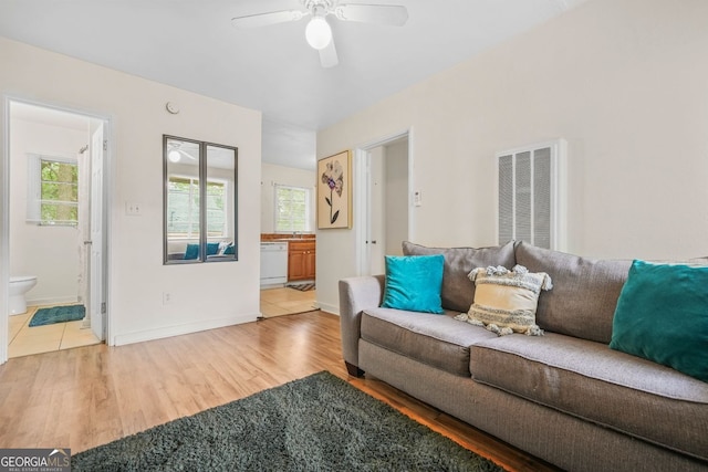 210 Estoria St SE, Atlanta, GA 30316 - living room with ceiling fan, plenty of natural light, and wood finished floors