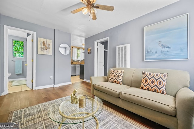 210 Estoria St SE, Atlanta, GA 30316 - living area featuring ceiling fan and wood finished floors