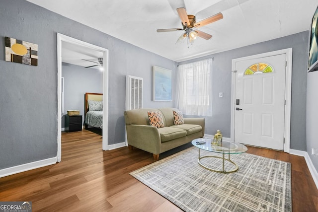 210 Estoria St SE, Atlanta, GA 30316 - living area with a ceiling fan and wood finished floors