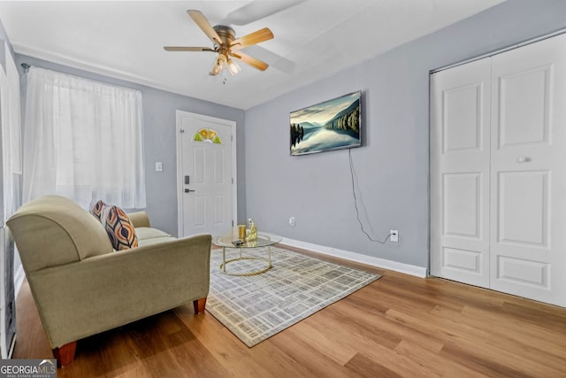 210 Estoria St SE, Atlanta, GA 30316 - living room featuring wood finished floors and ceiling fan