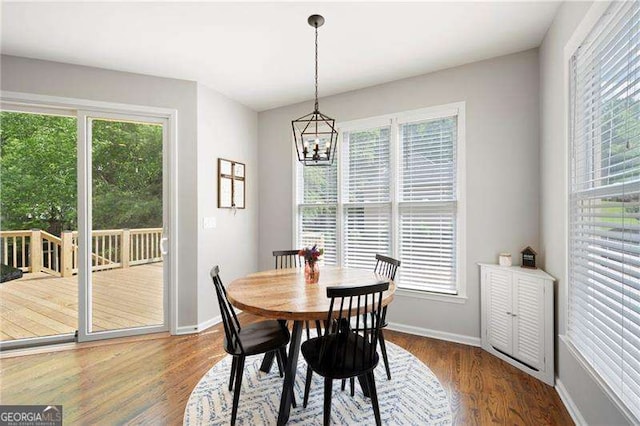 101 Misty Valley Dr, Canton, GA 30114 - dining space featuring a chandelier, plenty of natural light, and wood finished floors
