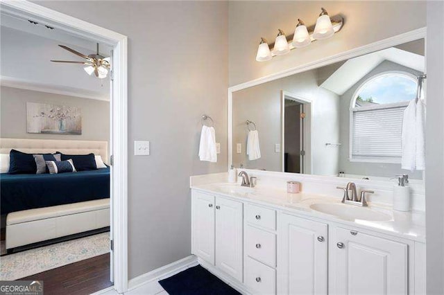 101 Misty Valley Dr, Canton, GA 30114 - full bath featuring ensuite bathroom, a ceiling fan, double vanity, and baseboards