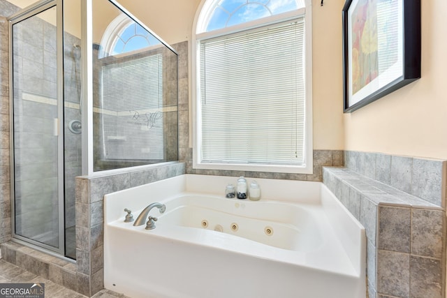 85 Majestic Shores Trl, Hartwell, GA 30643 - bathroom with a shower stall and a jetted tub