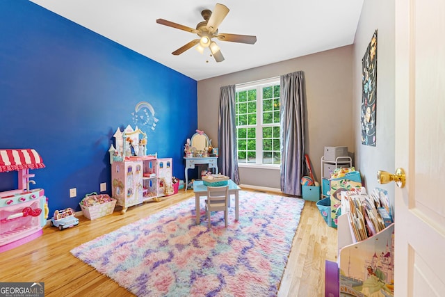 85 Majestic Shores Trl, Hartwell, GA 30643 - game room with a ceiling fan, wood finished floors, and baseboards