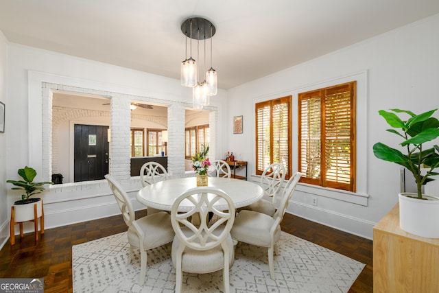 1448 N Highland Ave NE, Atlanta, GA 30306 - dining area with decorative columns and baseboards