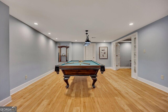 181 Sentinel Pl NE, Marietta, GA 30067 - recreation room featuring recessed lighting, billiards table, baseboards, and light wood finished floors