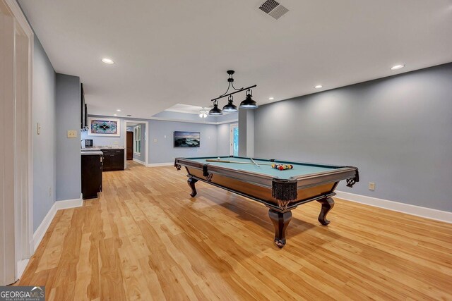 181 Sentinel Pl NE, Marietta, GA 30067 - recreation room with billiards, light wood-style floors, baseboards, and recessed lighting