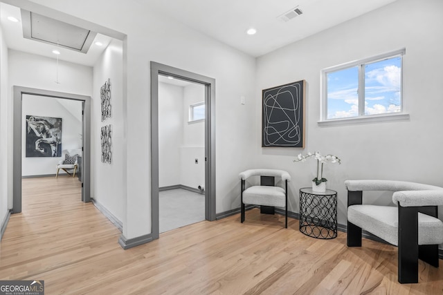 3378 Bachelor St, Atlanta, GA 30344 - sitting room with attic access, light wood-type flooring, baseboards, and recessed lighting