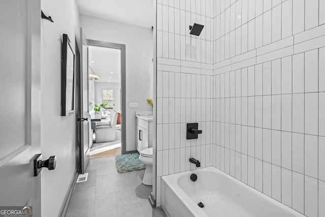 3378 Bachelor St, Atlanta, GA 30344 - bathroom featuring toilet, tile patterned flooring, vanity, shower / washtub combination, and baseboards