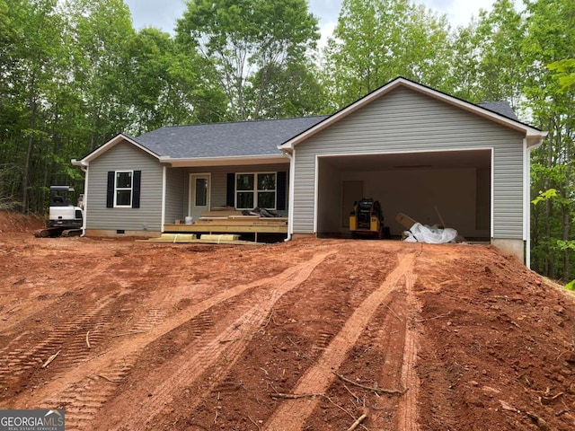 541 Day Star Ln, Mount Airy, GA 30563 - ranch-style house with dirt driveway, an attached garage, and crawl space