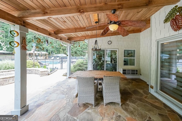 4135 Creekwood Dr, Cumming, GA 30041 - view of patio with ceiling fan and a pool