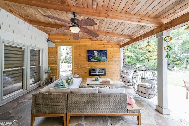 4135 Creekwood Dr, Cumming, GA 30041 - view of patio featuring an outdoor living space and a ceiling fan