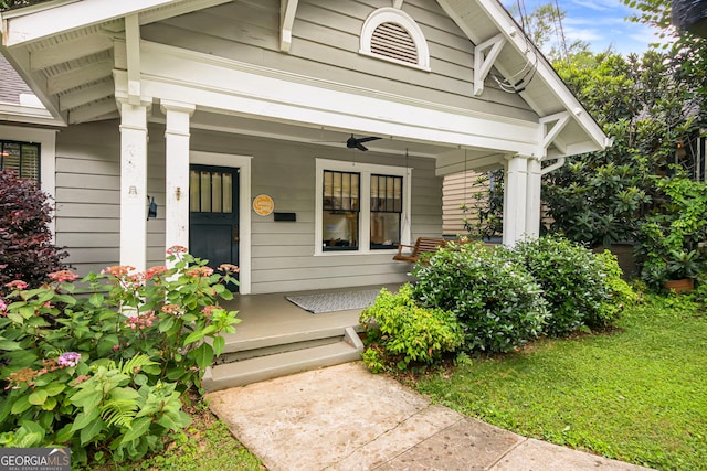 1231 Mansfield Ave NE, Atlanta, GA 30307 - property entrance featuring a porch and a ceiling fan