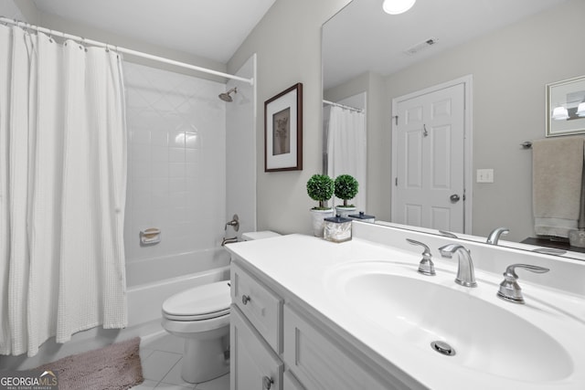 2743 Long Grove Dr, Marietta, GA 30062 - full bath with toilet, tile patterned floors, shower / bath combo, and vanity