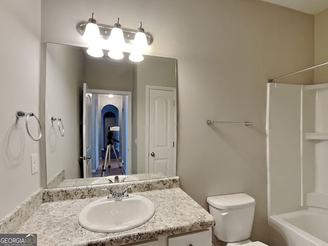 9 Holsteiner, Dallas, GA 30132 - bathroom featuring vanity, toilet, and shower / bathtub combination