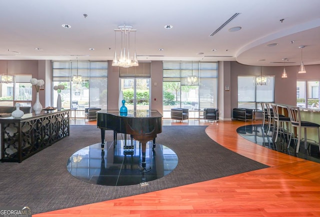 building lobby featuring recessed lighting