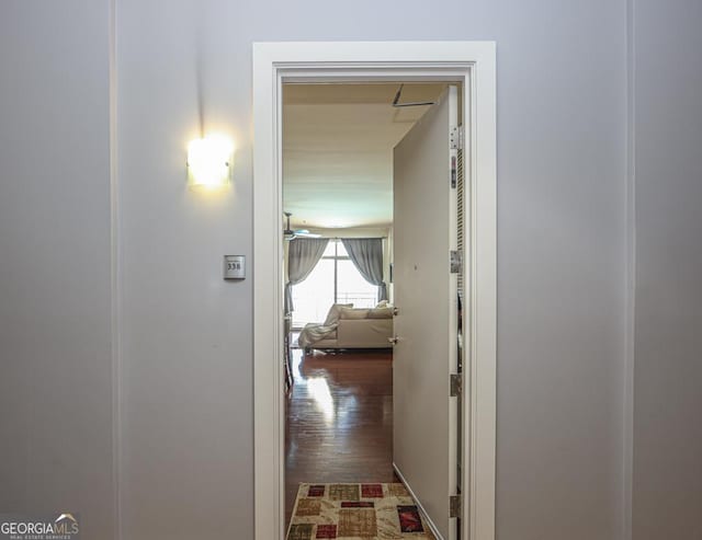 hall featuring wood finished floors
