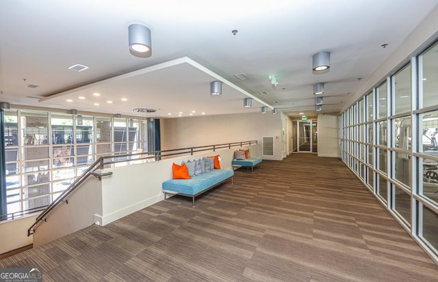 community lobby with recessed lighting