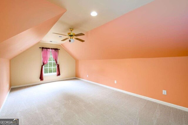 2430 Harbin Springs Cv, Dacula, GA 30019 - bonus room featuring carpet floors, vaulted ceiling, baseboards, and a ceiling fan